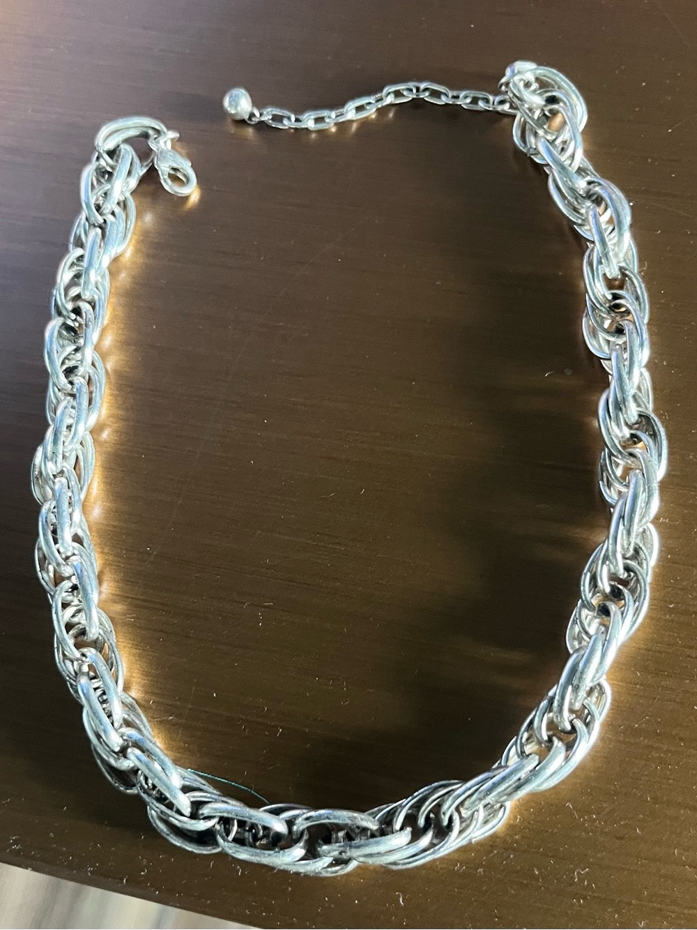Silver-Tone Women's Braided Chain Necklace, 18 inch